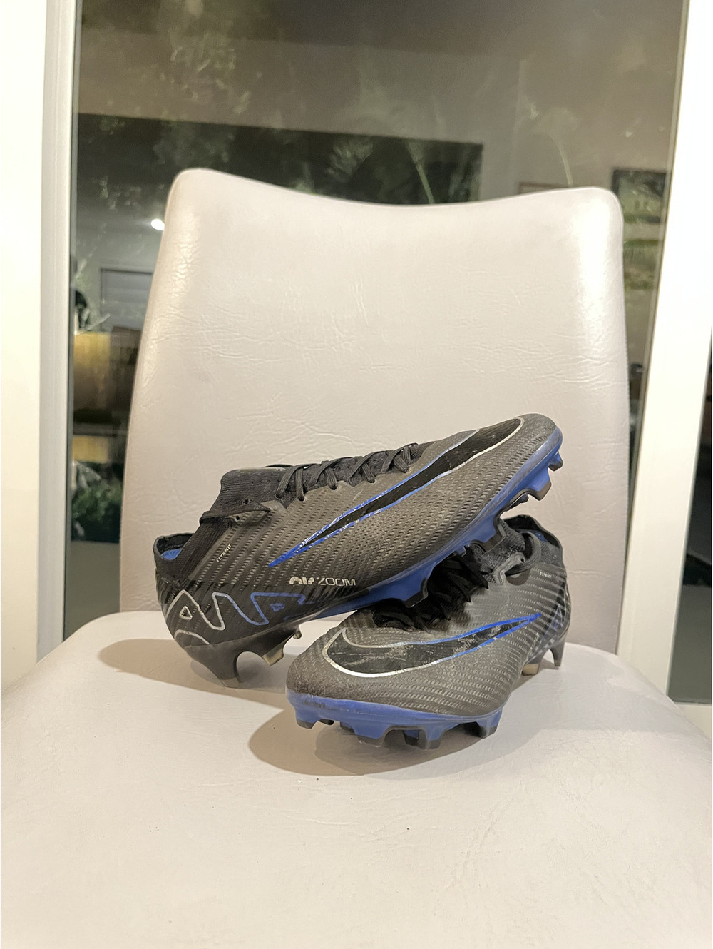 Nike Mercurial Vapor 15 Elite FG black/blue Soccer Cleats US Size 9.5
